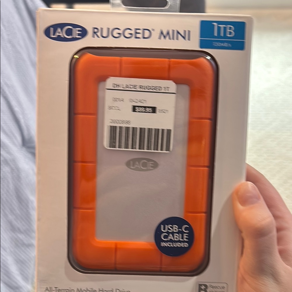 dh NEW YORK Rugged Mini 1TB External Hard Drive - Orange